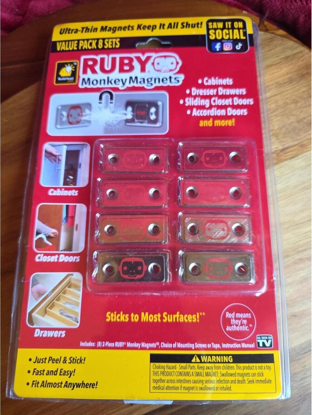 Ruby Monkey Magnets Ultra-Thin Magnetic Plates Keep It All Shut As Seen On TV